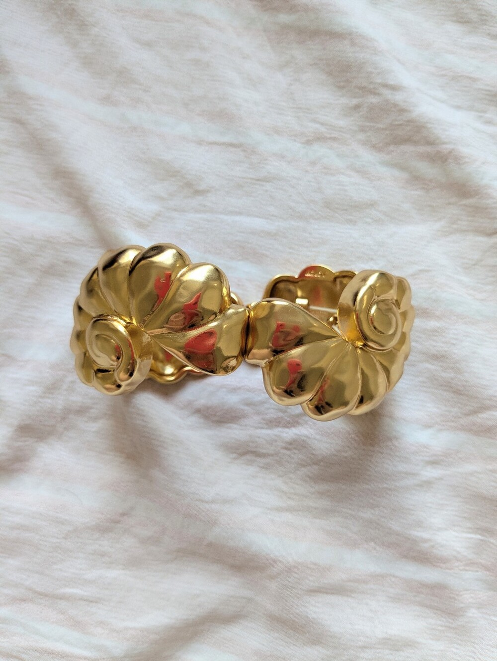 JCrew Gold Shell Statement Cuff Bracelet
